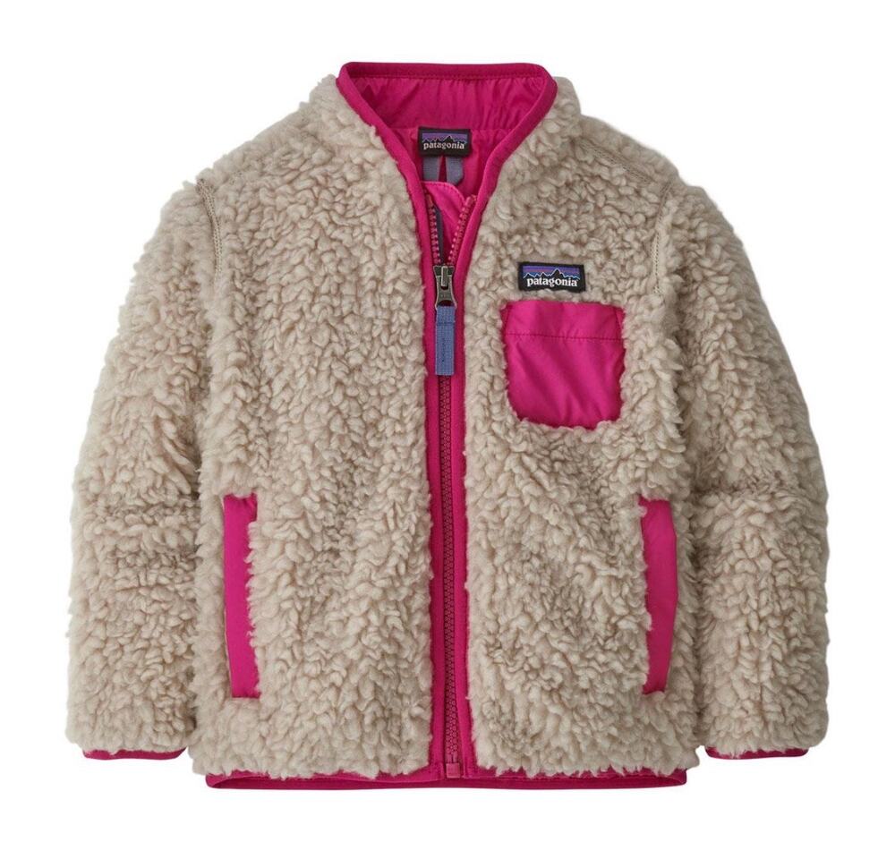 Patagonia Girls Toddler 3T Retro-X Sherpa Fleece High Pile Jacket Natural & Pink